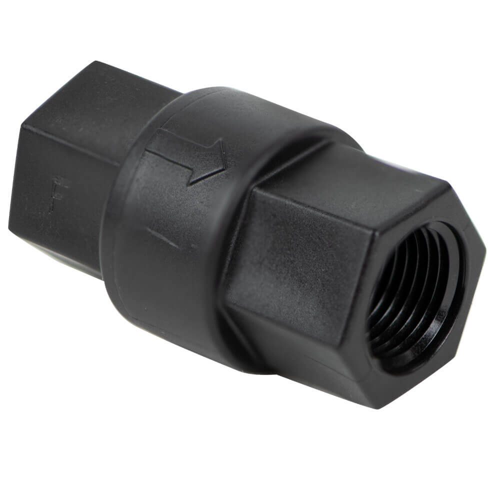 1/2" FNPT x 1/2" FNPT Polypropylene Check Valve w/FKM Seals | 1/3 PSI Cracking Pressure & Hastelloy Spring