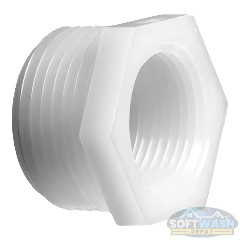3/4 inch MPT x 1/2 inch FPT nylon reducing bushing, lightweight chemical-resistant adapter for soft wash systems, plumbing connections, and pressure washing setups. - Soft Wash Depot