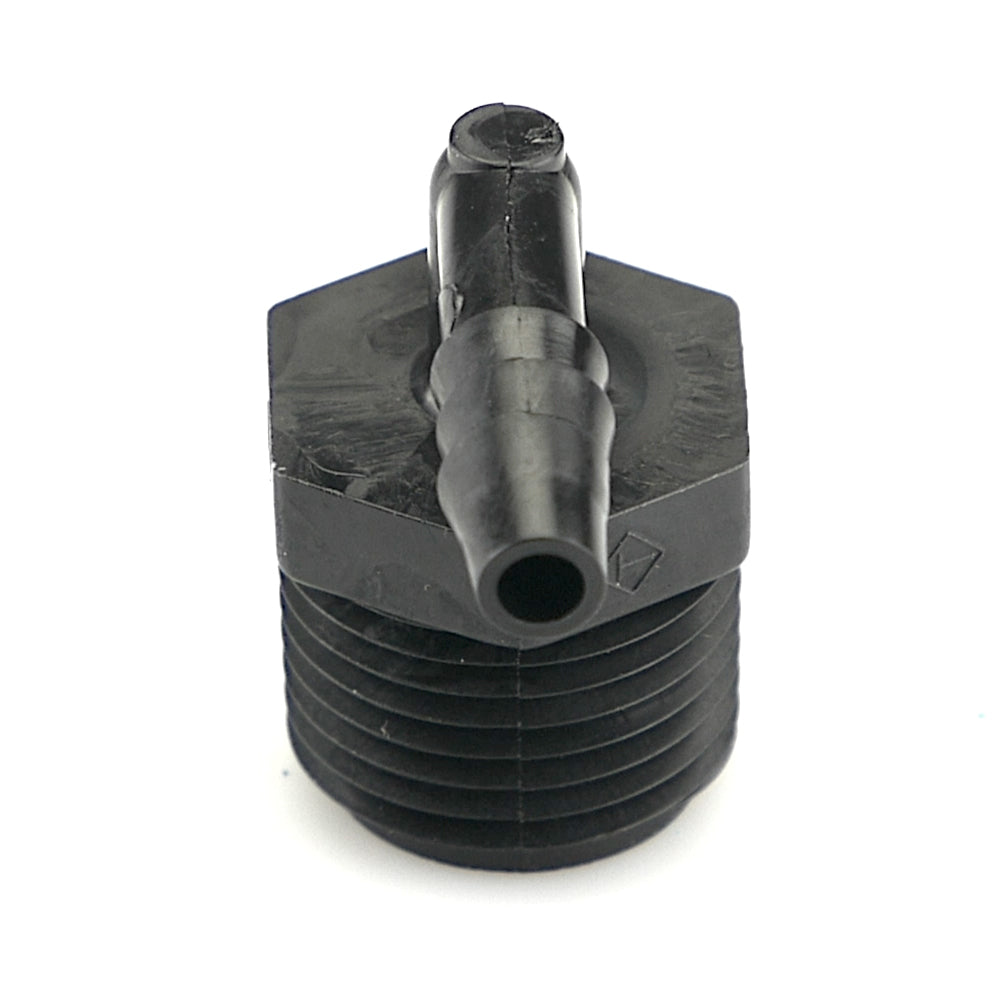 1/2" NPT x 1/4" Hose ID Black HDPE Elbow